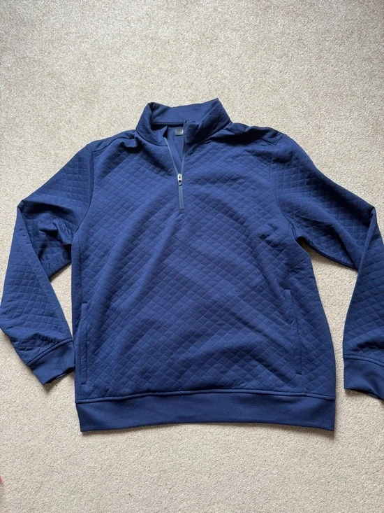 RLX Ralph Lauren Quilted Quarter Zip Pullover Blue XL Golf Performance Sweater - Picture 3 of 13